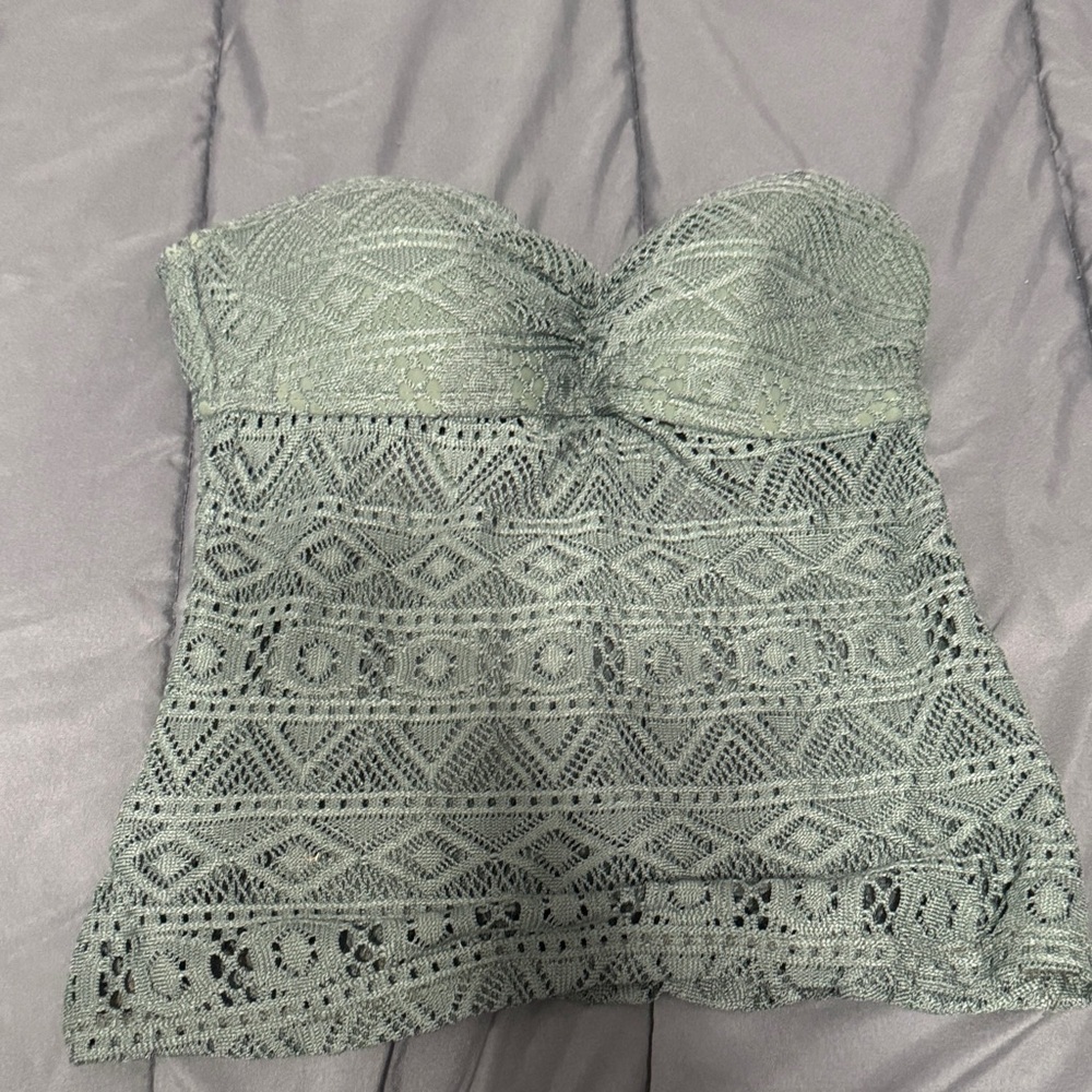 Arizona Jean Company Green Crochet Bikini Top